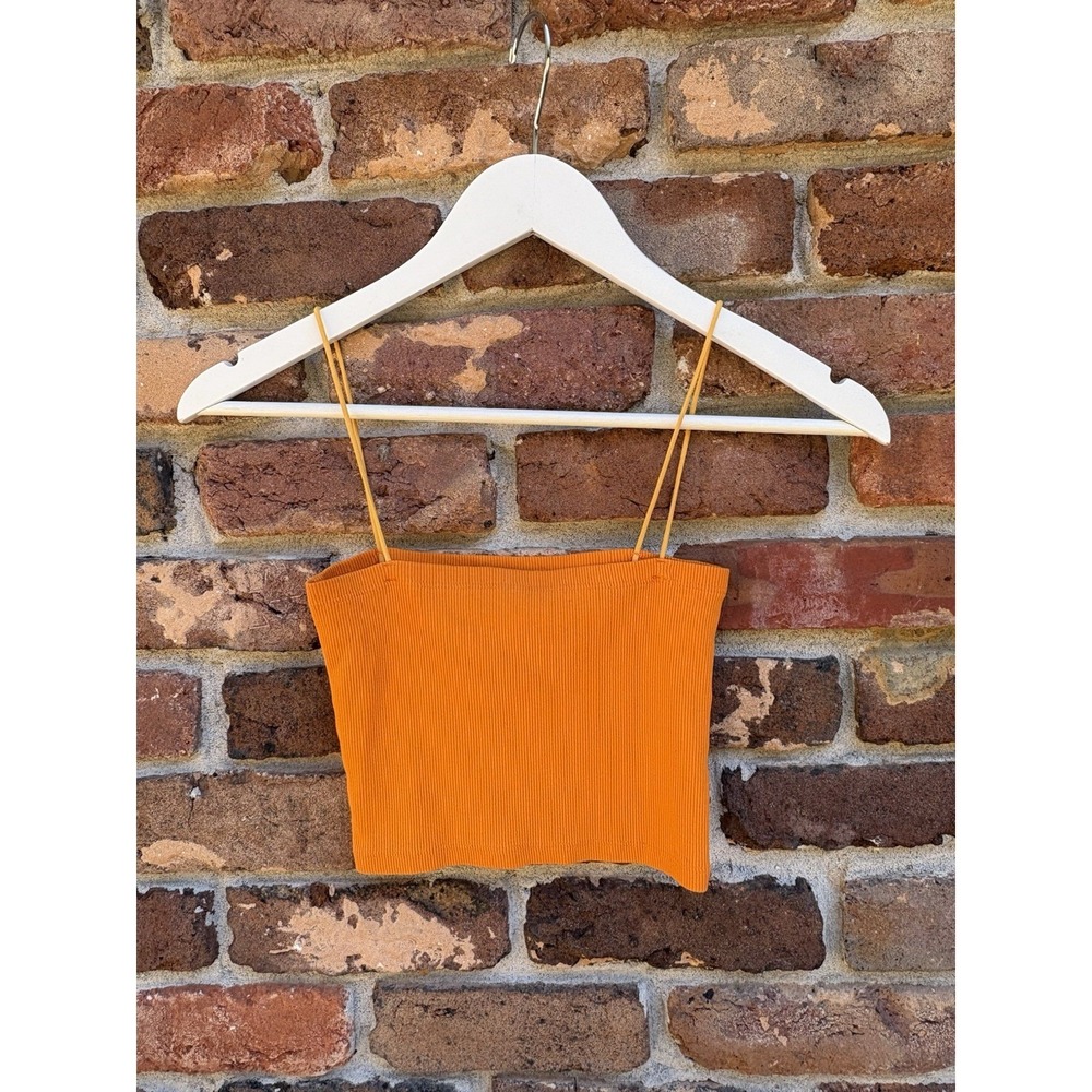 Zara Tank Top  Orange Size M Medium Boxy Tube Top Strappy Solid Shirt‎